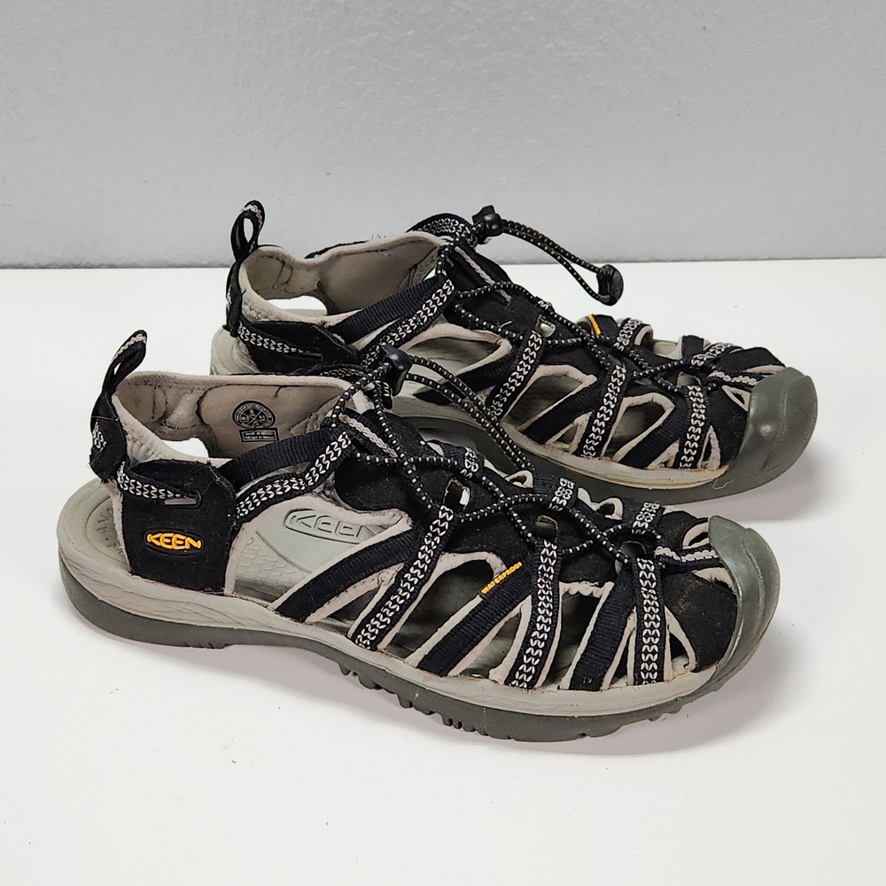 KEEN Whisper Hiking Sandals Women Size 9 Black Fair Waterproof Sport 1008448